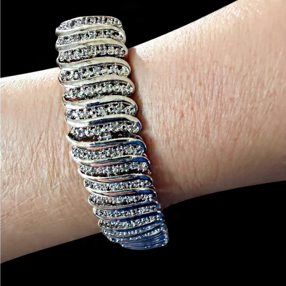 2cts Diamond Rhodium Over Brass Link Bracelet